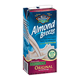 Blue Diamond Almond Breeze unsweetened almond milk, original, soy free, lactose free Left Picture